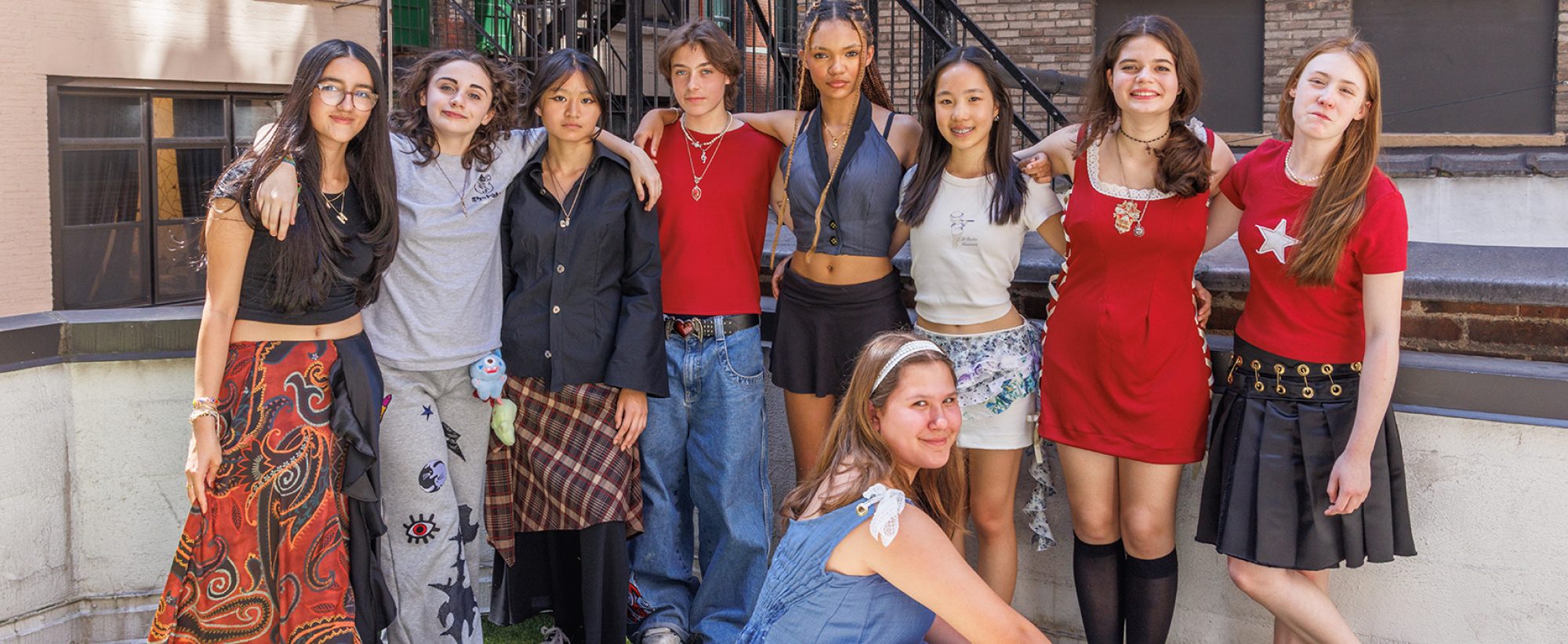 teen fashion camp students pose together in NYC